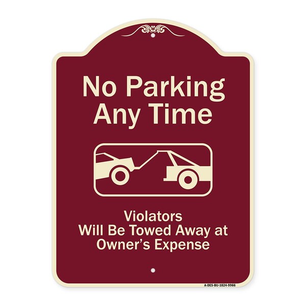Designer Series-No Parking Any Time Violators Will Be Towed Away, 24" x 18", BU-1824-9966